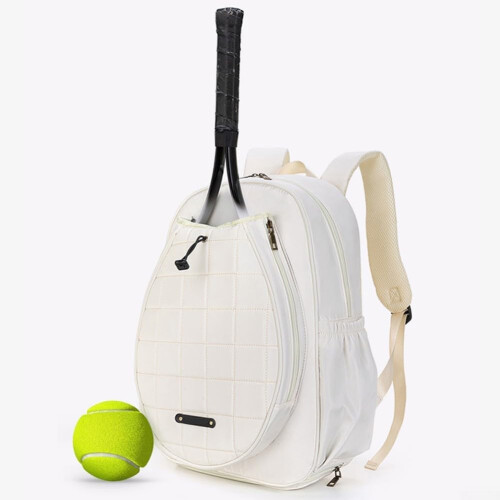 Spacious Tennis Racket Backpack for Safe Storage, Durable Material, Fits Multiple Racquets, White Color 2