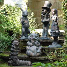 Wonderland Garden Sculpture Set Alice in Wonderland Statues Hand Cast Stone Outdoor Indoor Decor for Lawn Patio Yard