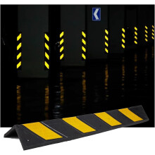 Rubber Bollard for Warehouse Safety, Reflective Yellow Corner Guard 80Cm, 1Cm Thick Ground Floor Garage Protector, 1Pcs