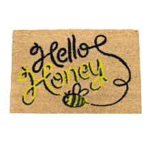 60x40cm Coir Door Mat Hello Honey Text Entrance Mat Rug Anti-Slip Dirt Scraper