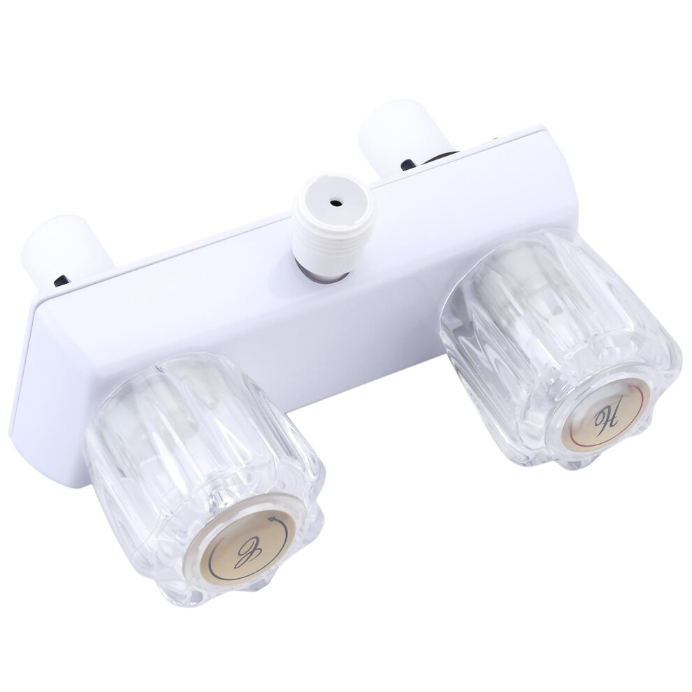 Rv Shower Faucet Dual-Handle With Acrylic Knobs 4 Inch Diverter For Camper Shower Indoor Outdoor Use White 6447073922732