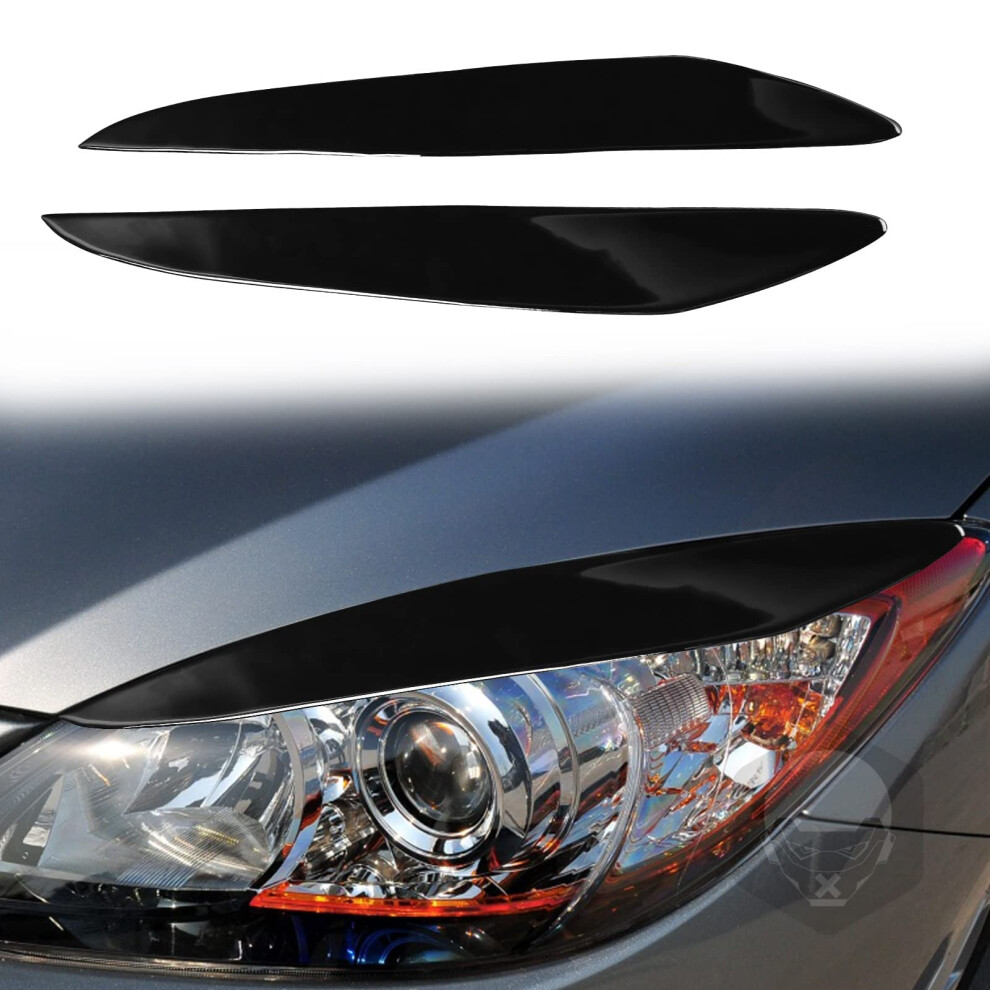 Car Headlight Eyebrows For Mazda 3 2010-2013 Decorative Eyebrow Covers, Durable Sticker Strips, Easy Install Black 6447073922800