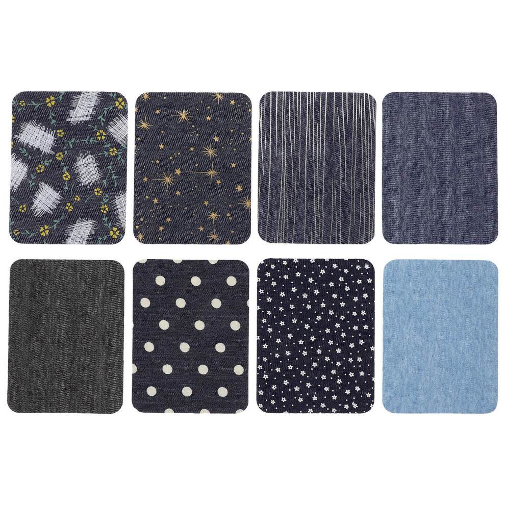 8 Stuks Denim Patch Knutselbenodigdheden Jas Polyester Mix-image