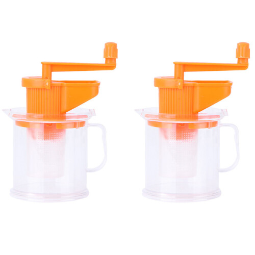 2Pcs Orange Plastic Manual Soybean Juicer Sturdy Fruit Juice Squeezer