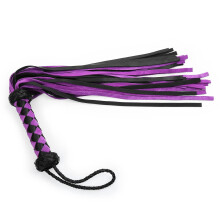 Leather Whip 21.7 Inches Hand Woven Riding Crop in Purple Black and Black Blue for Role-Playing and Equestrian Use