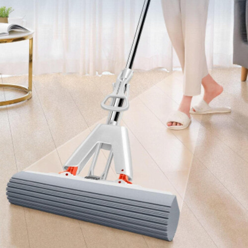 Long Handle Roller Mop with 2 Absorbent Sponge Mop Head Refills for Easy Cleaning and Hangable Storage 2