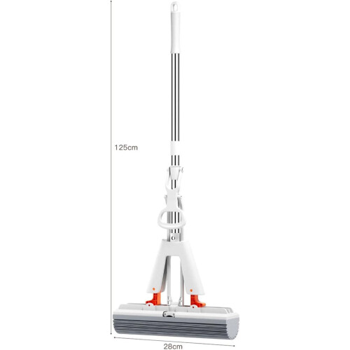 Long Handle Roller Mop with 2 Absorbent Sponge Mop Head Refills for Easy Cleaning and Hangable Storage 1