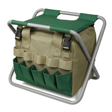Folding Garden Stool with Detachable Tote Bag, Portable Chair with Tool Organizer for Fishing, Hiking, Camping, Outdoor Sports