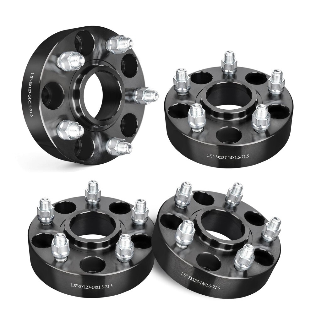 5X5 Wheel Spacers 1.5 Inch For Jeep Grand Cherokee 2011-2023, Hubcentric 5X127 Mm, 71.5 Mm Bore, M14x1.5 Studs, Black 6038364551023
