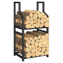 Firewood Rack Stand Heavy Duty Metal Logs Holder for Indoor Outdoor Fireplace Storage Organizer Black 48 Inch