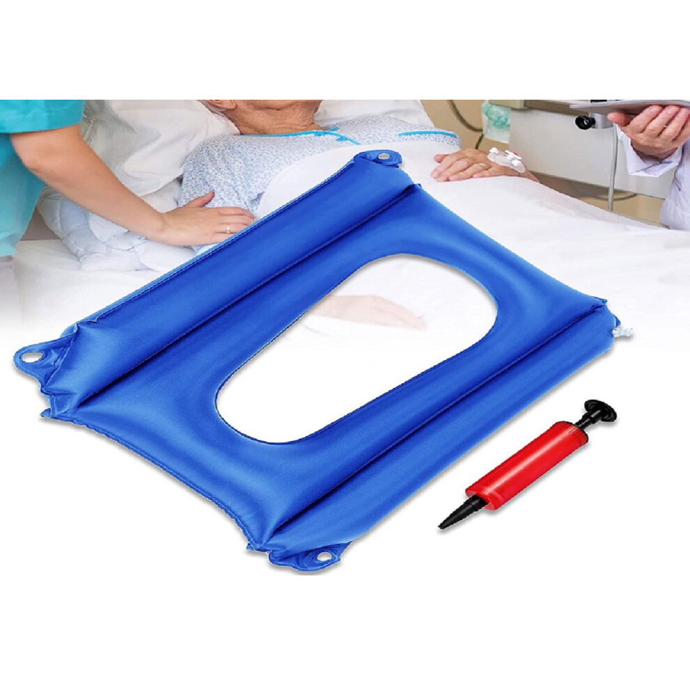 Blue Inflatable Seat Cushions For Bedridden Elderly, Breathable Pvc Anti-Bedsore Cushion For Wheelchair And Toilet Chair, Portable Pad