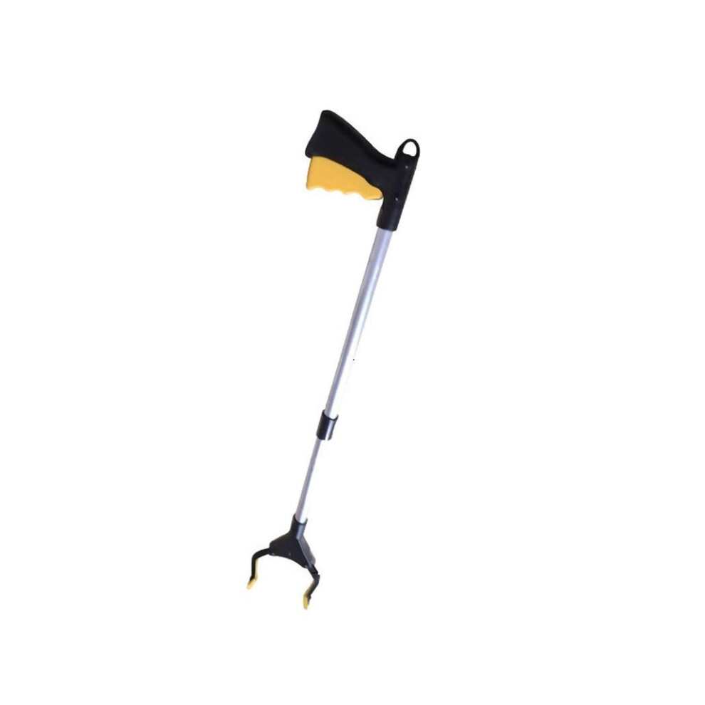 Litter Picker 31 Inch Foldable Reach Grabber Tool Lightweight Aluminum with Rotating Gripper for Elderly and Garden Use Yellow