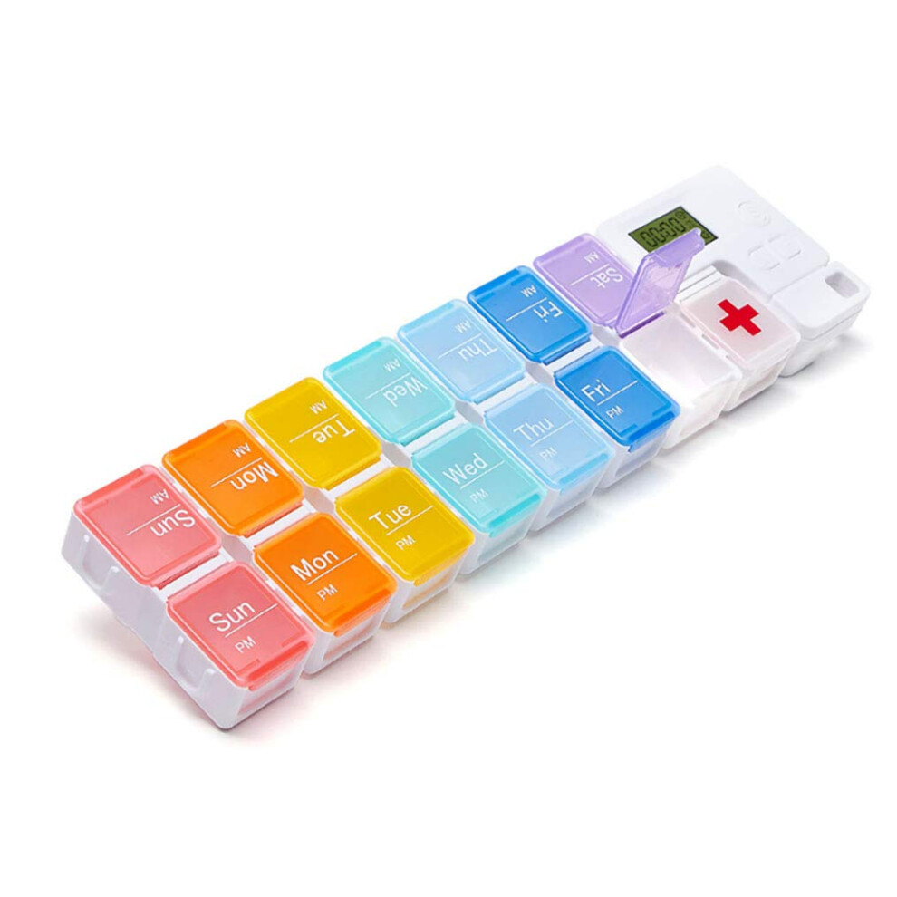 Weekly Pill Cases Organizers with Timer Reminder for Medication - 7 Day AM PM Detachable Pill Box for 2 Times a Day Use