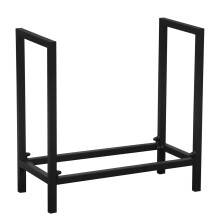 Industrial Rustic 24" Black Wrought Iron Firewood Log Rack for Indoor Outdoor Fireplace Storage and Firewood Holder