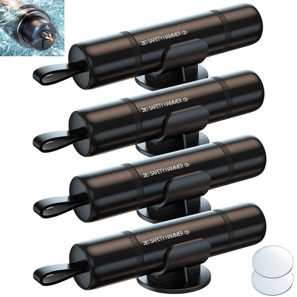 Underwater 4 Pack Safety Hammer Window Breaker Seatbelt Cutter Emergency Tool Glass Breaker Keychain Black 6947110430263