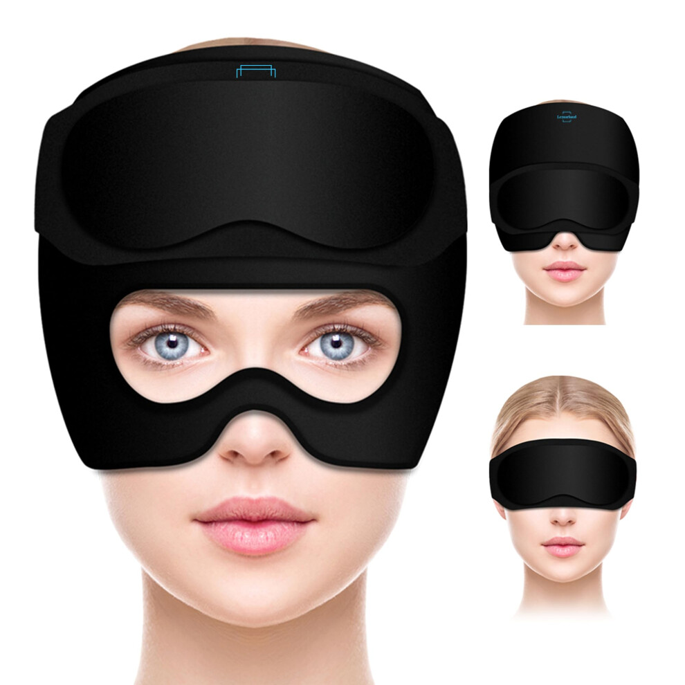 Migraine Relief Cap with Gel Ice Head Wrap for Hot and Cold Therapy, Soothing Headache Mask for Puffy Eyes and Tension Relief