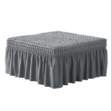 Stretch Ottoman Covers, 3D Bubble Lattice Slipcovers with Ruffled Skirt for Modern Footstools, Grey Color, Living Room and Bedroom