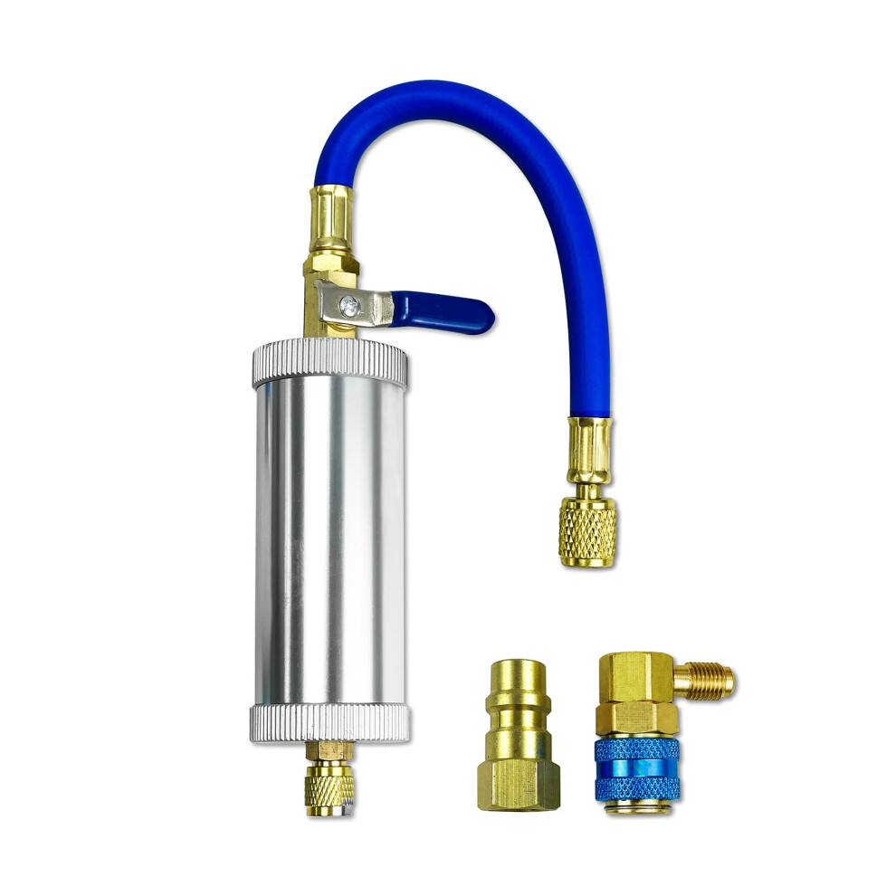 R134a Compressor Oil Dye Injector Tool For Ac Hvac, R12 R22 Compatible, 1/4" Sae Male Female, Refrigerant Oil Injection 6038364555335