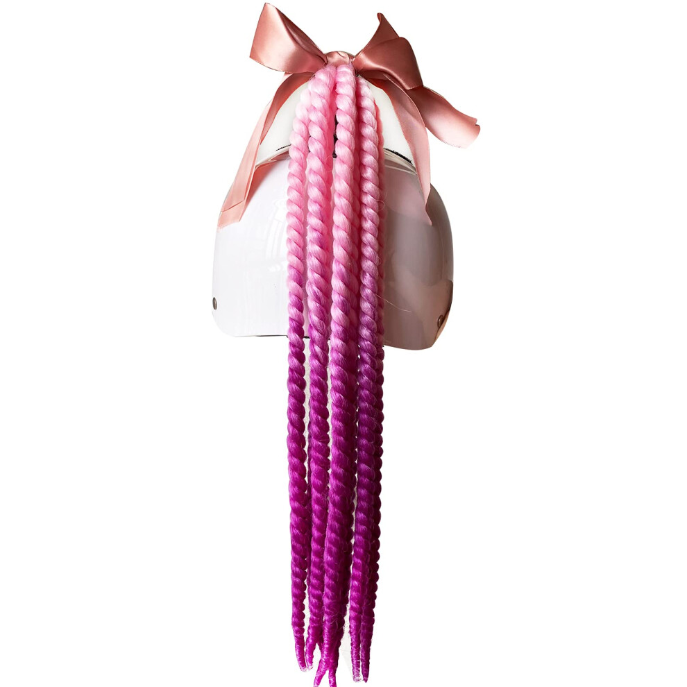 Helmet Pigtails 22 Inch Ombre To Purple For Motorcycle Helmet Ponytail Twist Wavy Hair Accessories Pink 6038364555854