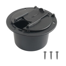 Round Electric Cable Hatch Cover for RV, Camper, Trailer, Truck, Boat, Yacht - PE Black Power Cord Access Hatch