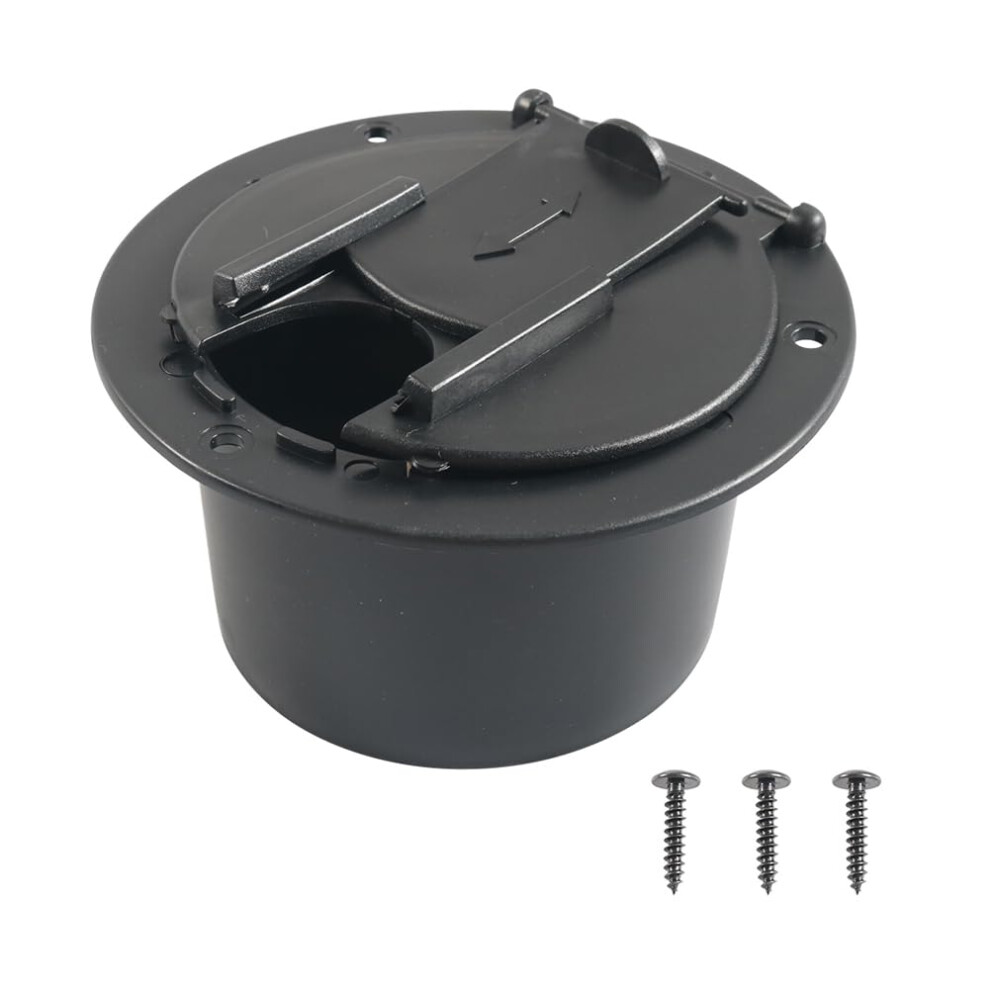 Round Electric Cable Hatch Cover For Rv, Camper, Trailer, Truck, Boat, Yacht - Pe Power Cord Access Hatch Black 6447073929489