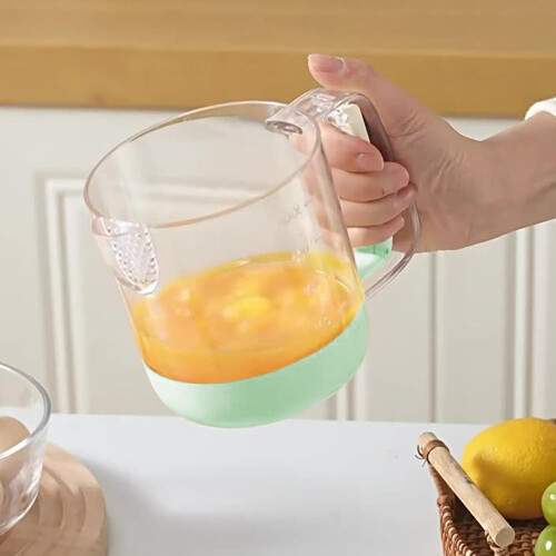 Multifunctional Egg Beater Cup, Hand-Push Mixer with Precise Scale for Modern Kitchens, Easy to Use Green 1