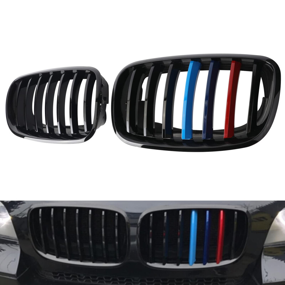 Front Grill M Color Grille for 2007-2014 BMW X5 E70 X6 E71, ABS Gloss Black Kidney Grille, M Style Design-image-OPC-PJXPDS2-NEW