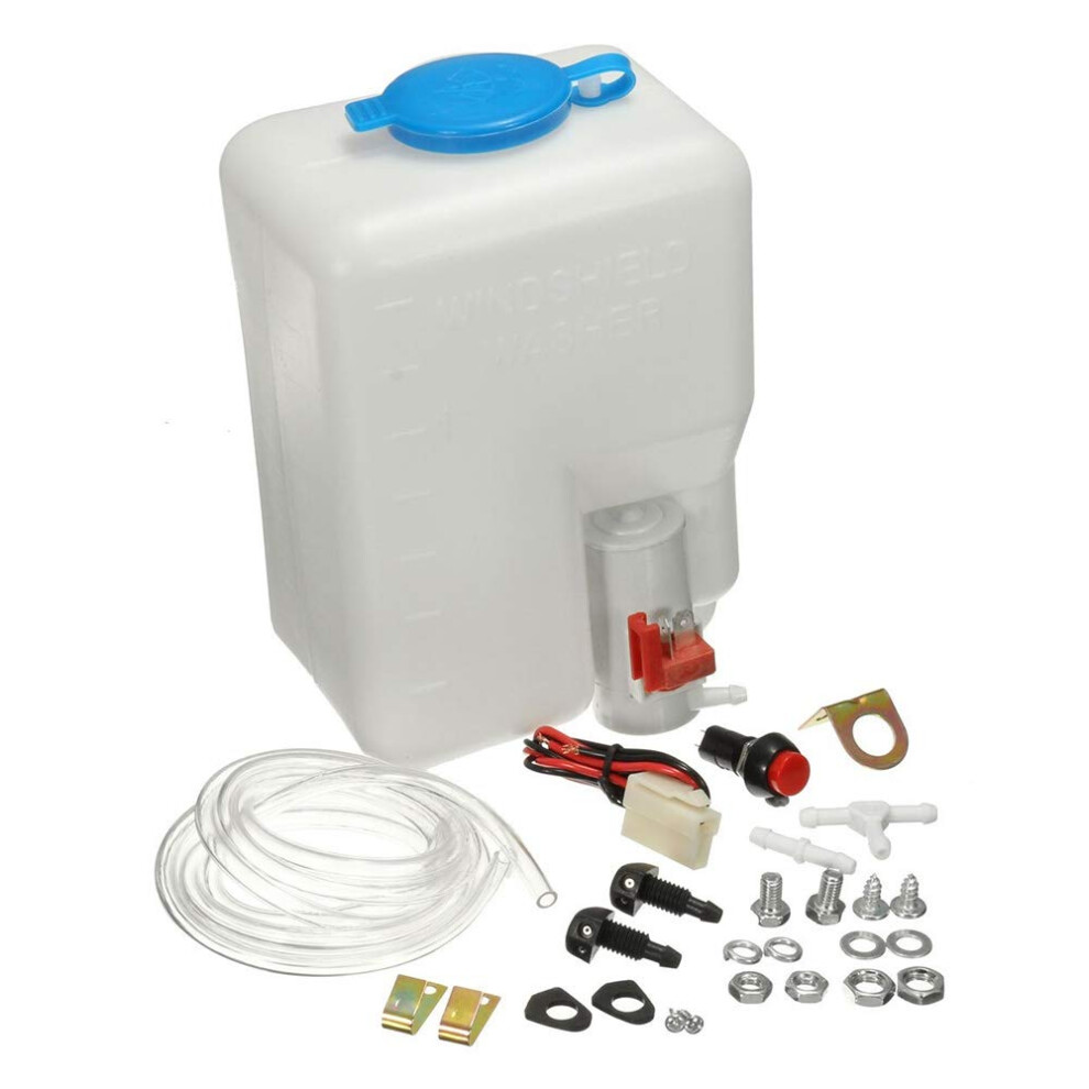 Universal Washer Bottle Tank Kit Pump 12V 1.8L Windshield Wiper System Reservoir Compatible With Most Vehicles 6482260934679