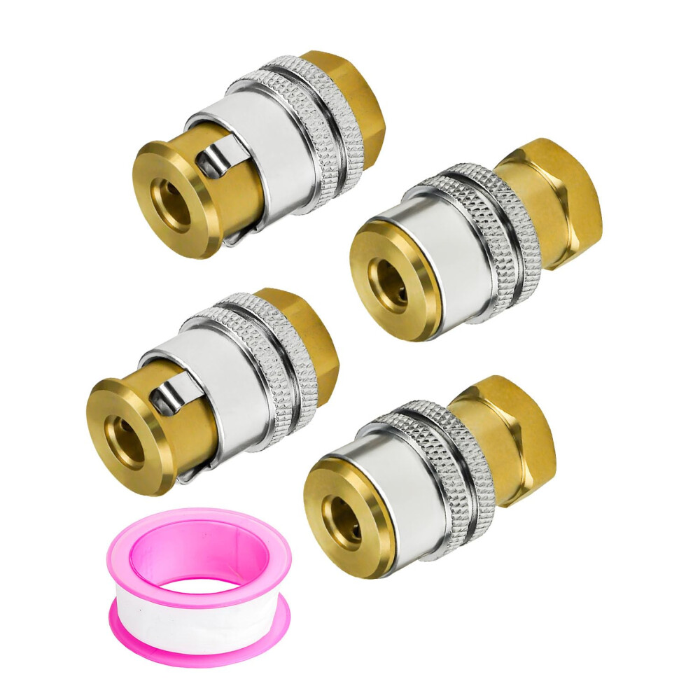 Lock On Air Chuck For Tires, Heavy Duty 1/4'' Fnpt Brass Tire Inflator Chuck, Anti Leakage Quick Connector, 4 Pack 6947110433028