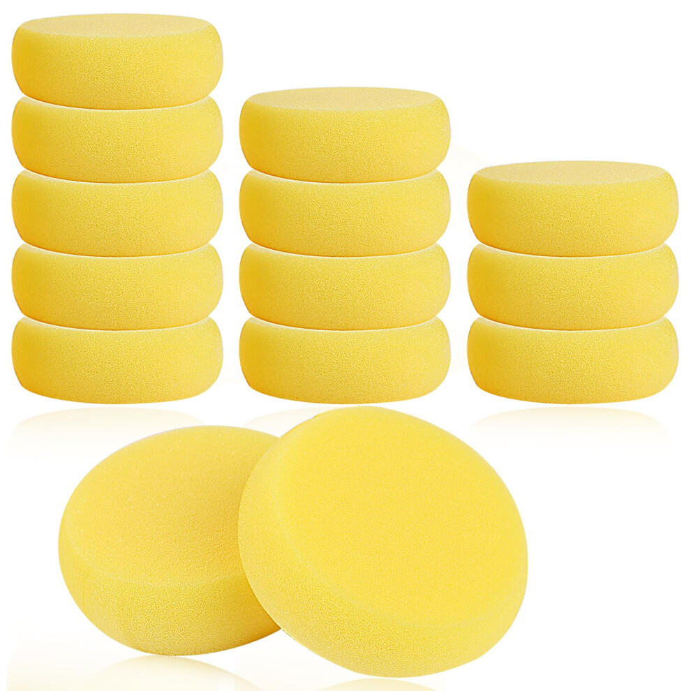 Round Painting Sponge Set of 12 Synthetic Yellow Craft Sponges for Watercolour Ceramic Clay Face Painting and Cleaning