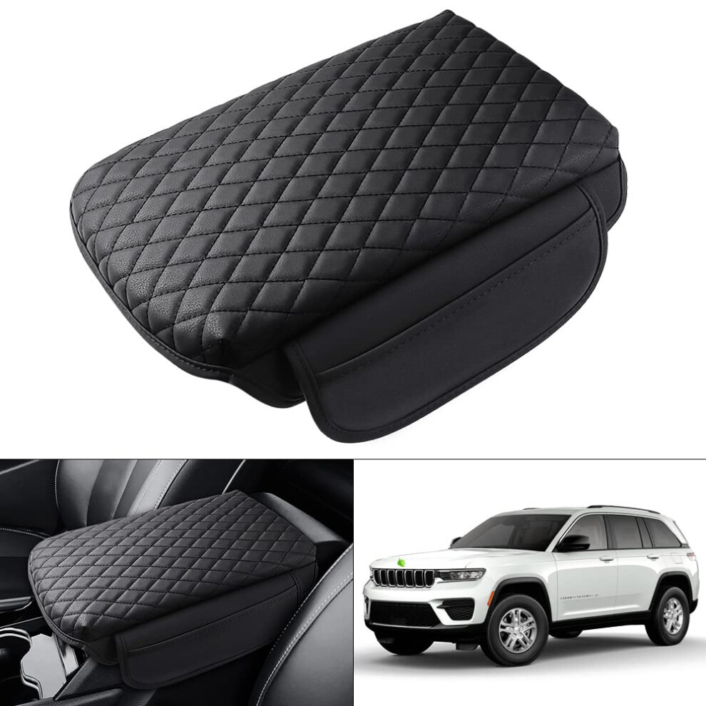 Custom Center Console Cover For Jeep Grand Cherokee L 2021-2025 Leather Armrest Protector With Storage Pockets 6947110433400