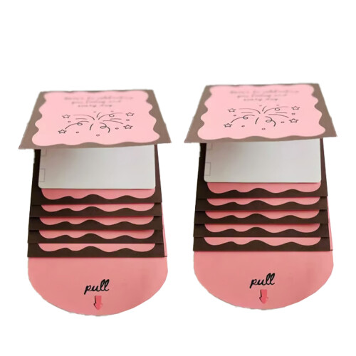 (pink 2pcs) Pull-out Gift Card Book Handmade Waterfall Can Accommodate 4 Gift