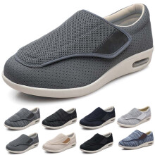 Diabetic Shoes for Elderly Men, Adjustable Breathable Sneakers for Swollen Feet, Soft Leather Upper, Lightweight Design