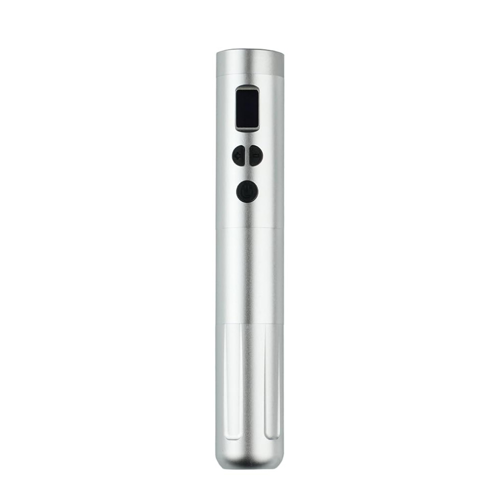 Wireless Tattoo Gun Rotary Pen Machine with 900mAh Battery, Digital LED Display, Powerful Motor for Beginners and Professionals, Silver
