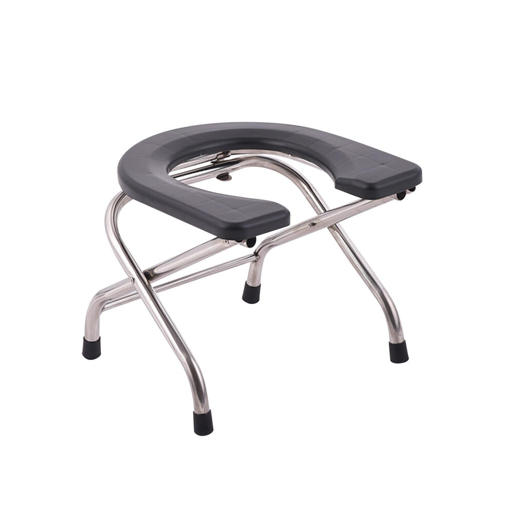 Seniors Folding Toilet Seat with Anti-Slip Pad, 30cm Height Squatting Stool Shower Chair for Bathroom and Bedside Use