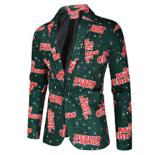 (# D Blazer, XL) Men Christmas Blazer Festive Coat Print Suits Jacket Xmas Party Jacket Costumes)