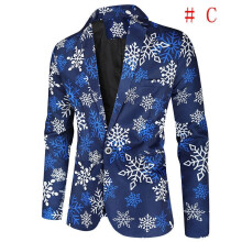(# C Blazer, 3XL) Men Christmas Blazer Festive Coat Print Suits Jacket Xmas Party Jacket Costumes)