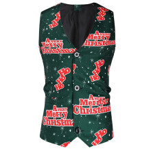(# D Vest, L) Men Christmas Blazer Festive Coat Print Suits Jacket Xmas Party Jacket Costumes)