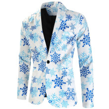 (# E Blazer, 2XL) Men Christmas Blazer Festive Coat Print Suits Jacket Xmas Party Jacket Costumes)