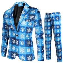 (# A Blazer+Pants, M) Men Christmas Blazer Festive Coat Print Suits Jacket Xmas Party Jacket Costumes)