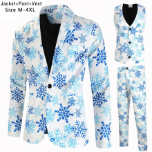 (# E Blazer+Pants, 4XL) Men Christmas Blazer Festive Coat Print Suits Jacket Xmas Party Jacket Costumes)