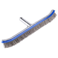 Pool Brush with Aluminum Handle for Inground Pools, Heavy Duty Nylon Bristle Cleaning Tool for Walls, Steps & Corners