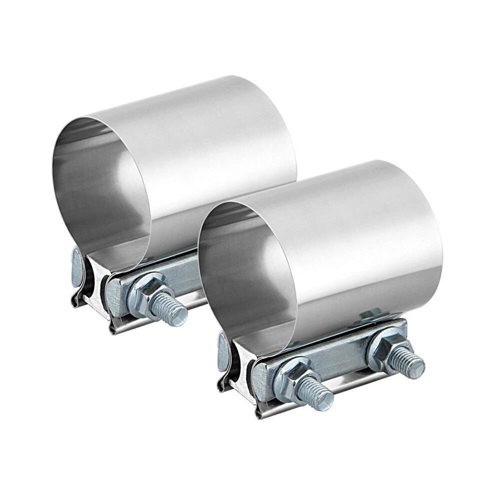 3 Inch Stainless Steel Butt Joint Band Clamp Exhaust Sleeve - 2 Piece Set For Automotive Applications 6482260937502