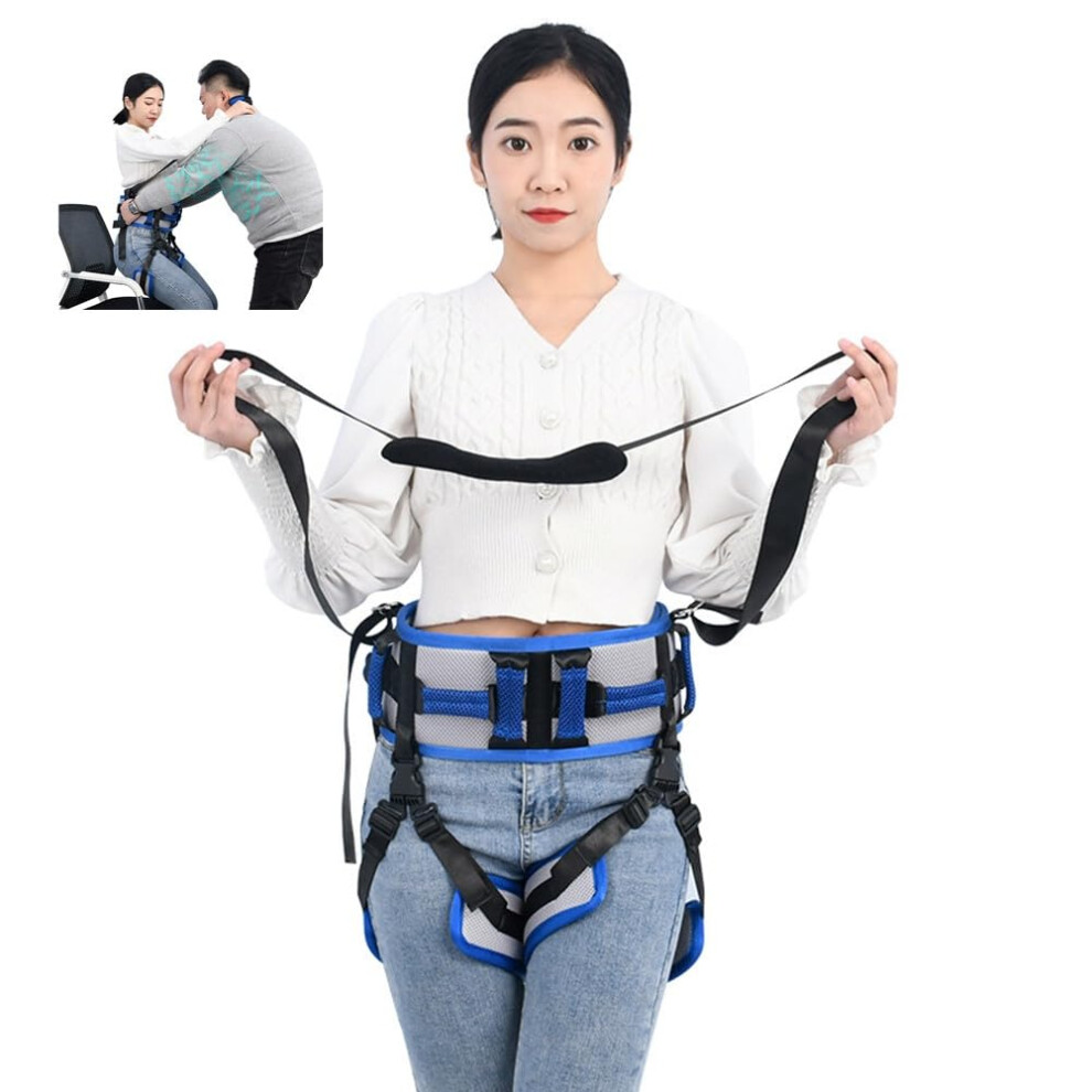 Blue Medical Nursing Gait Belt For Disabled Elderly, Non-Slip Transfer Sling With Handles, Mobility Lifting Aid In