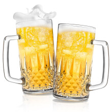 Beer Mug Set of 2, 20oz Crystal Glass Beer Mugs with Handle for Freezer, Durable Glassware Gifts for Men