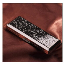 Long Ladies Cigarette Case Ultra-Thin Black Leather Design Holds 14 Cigarettes Slim and Stylish Accessory for Women