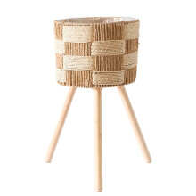 Plant Rack Rattan Indoor Plant Stand Handwoven Flowerpot Stool with Legs Floor Planter Basket Shelf for Home Decor