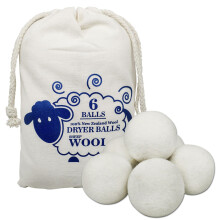 Reusable Organic Wool Drying Balls Set of 6 XL New Zealand Wool Anti-Static Fabric Softener Reduces Drying Time Energy Efficient