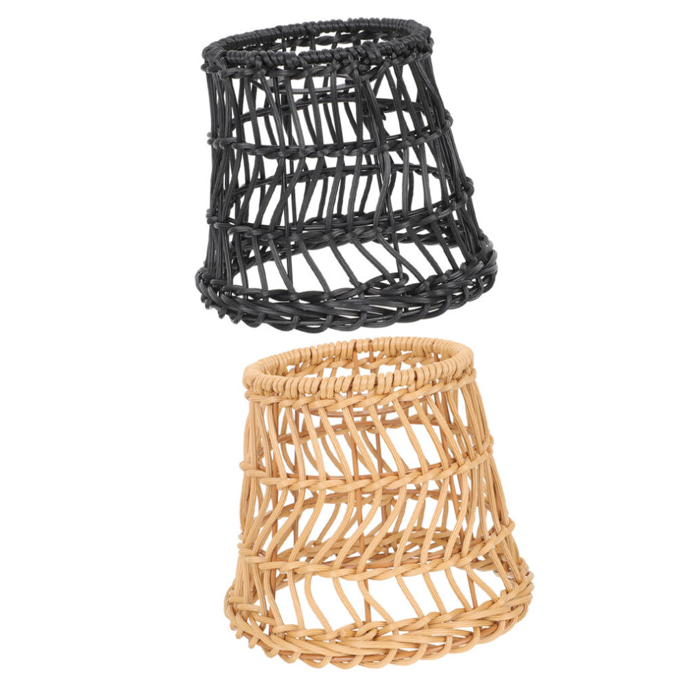 2 Stuks Imitatie Rotan Lampenkap Plastic-image