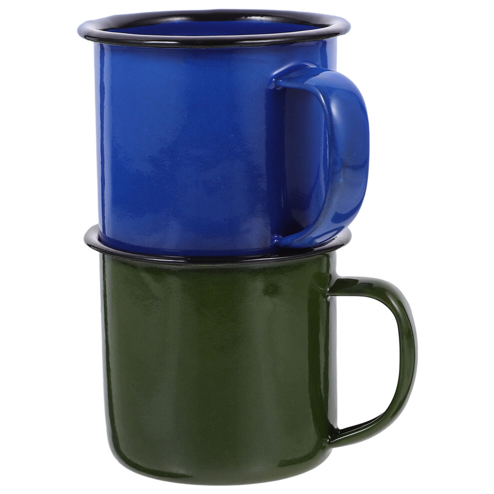 Groene Emaille Mokken Set Van 2 Met Voor En Thee-image